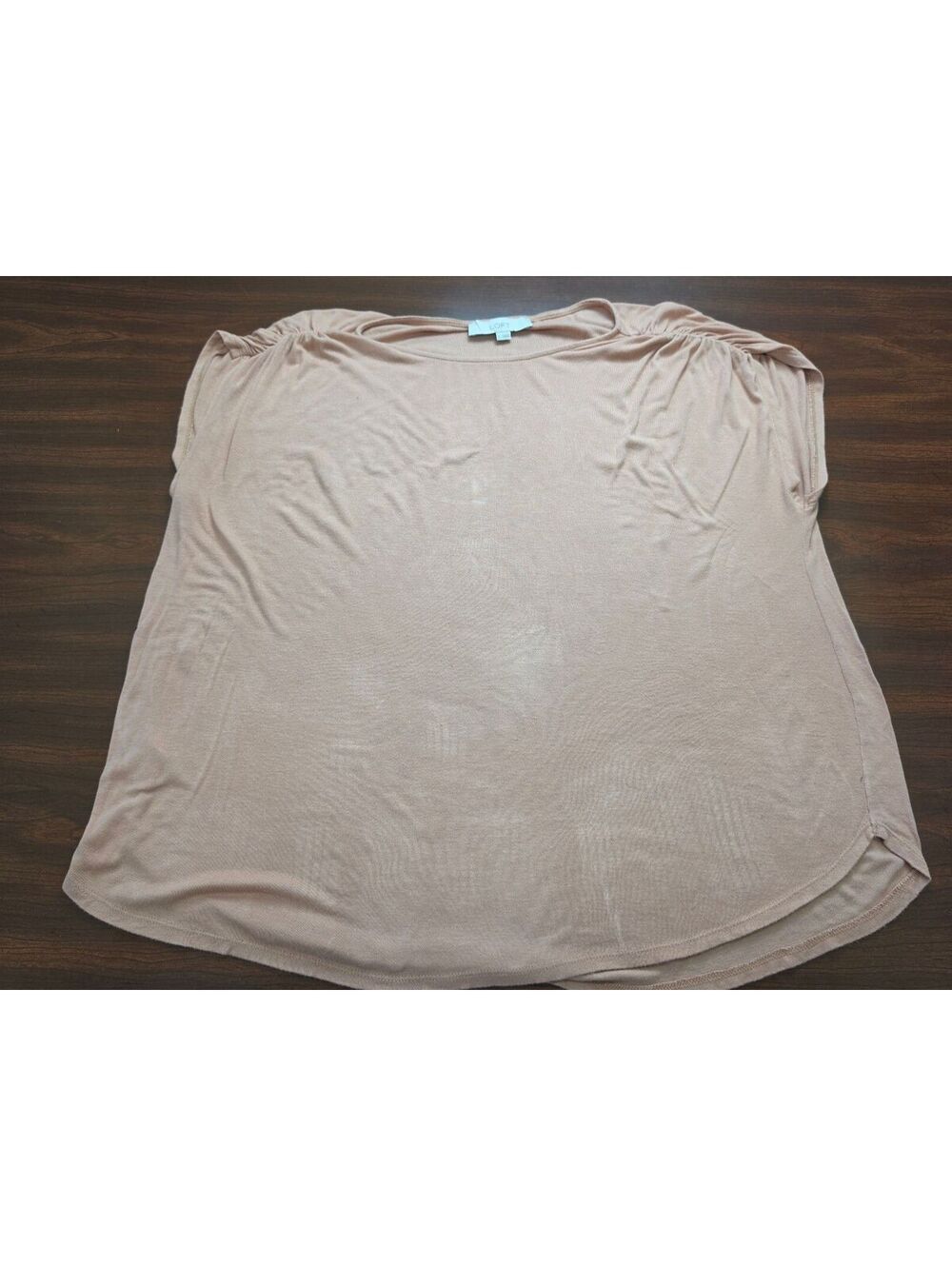 Loft Pink Beige Dolman Top Large Soft Girl Minimalist Quiet Luxury Draped Blouse